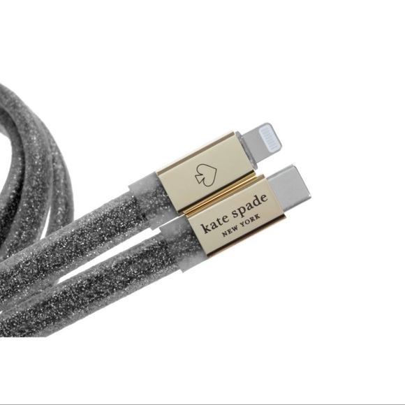 Kate Spade Black/Gold Lightening USB-C Jelly Cable - Picture 3 of 8